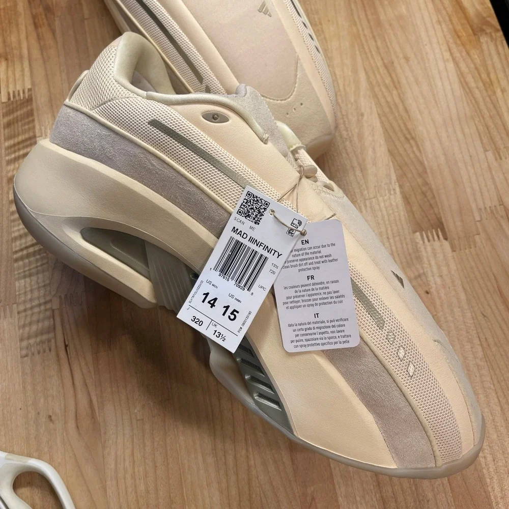 Adidas Mad IIInfinity Basketball Sneakers Wonder Beige Sand Strata JI0346 Sz 14